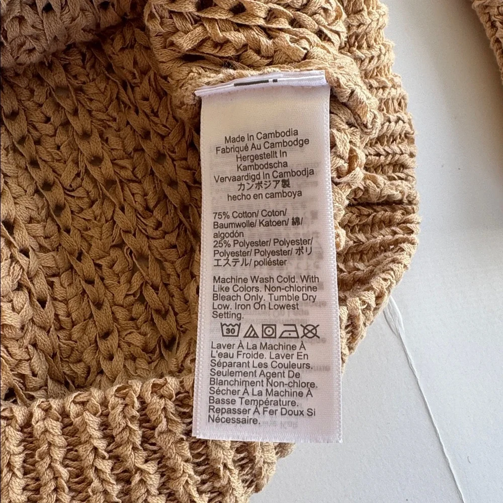 J Crew tan cardigan with open weave, NWOT, size large - Picture 6 of 6